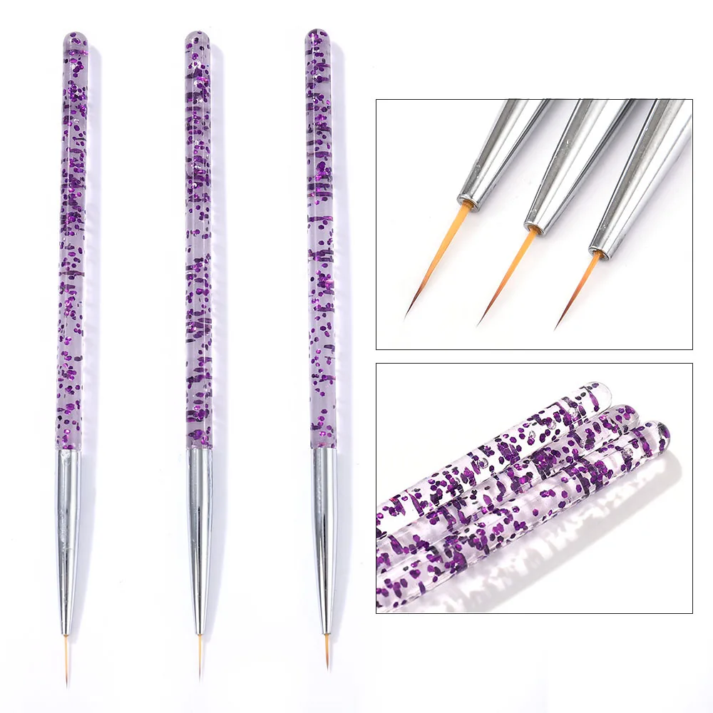 3шт / Наборы Профессиональный лайнер Живопись Pen Nail Art Brush UV Gel - Цена: 105,85 руб. / набор