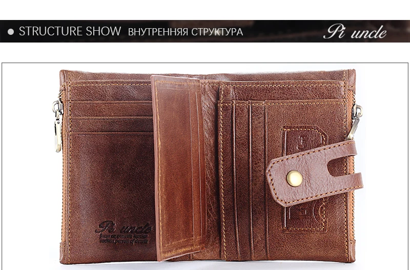 Модный мужской кошелек Rfid из натуральной кожи, мужские кошельки с двойной молнией, дизайнерский Кошелек для монет, ID держатель для карт, тонкий мягкий кошелек