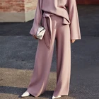 Брюки AEL женские шерстяные трикотажные с широкими штанинами, свободные эластичные штаны с бантом и поясом, Модная элегантная одежда, осень-зима 2019