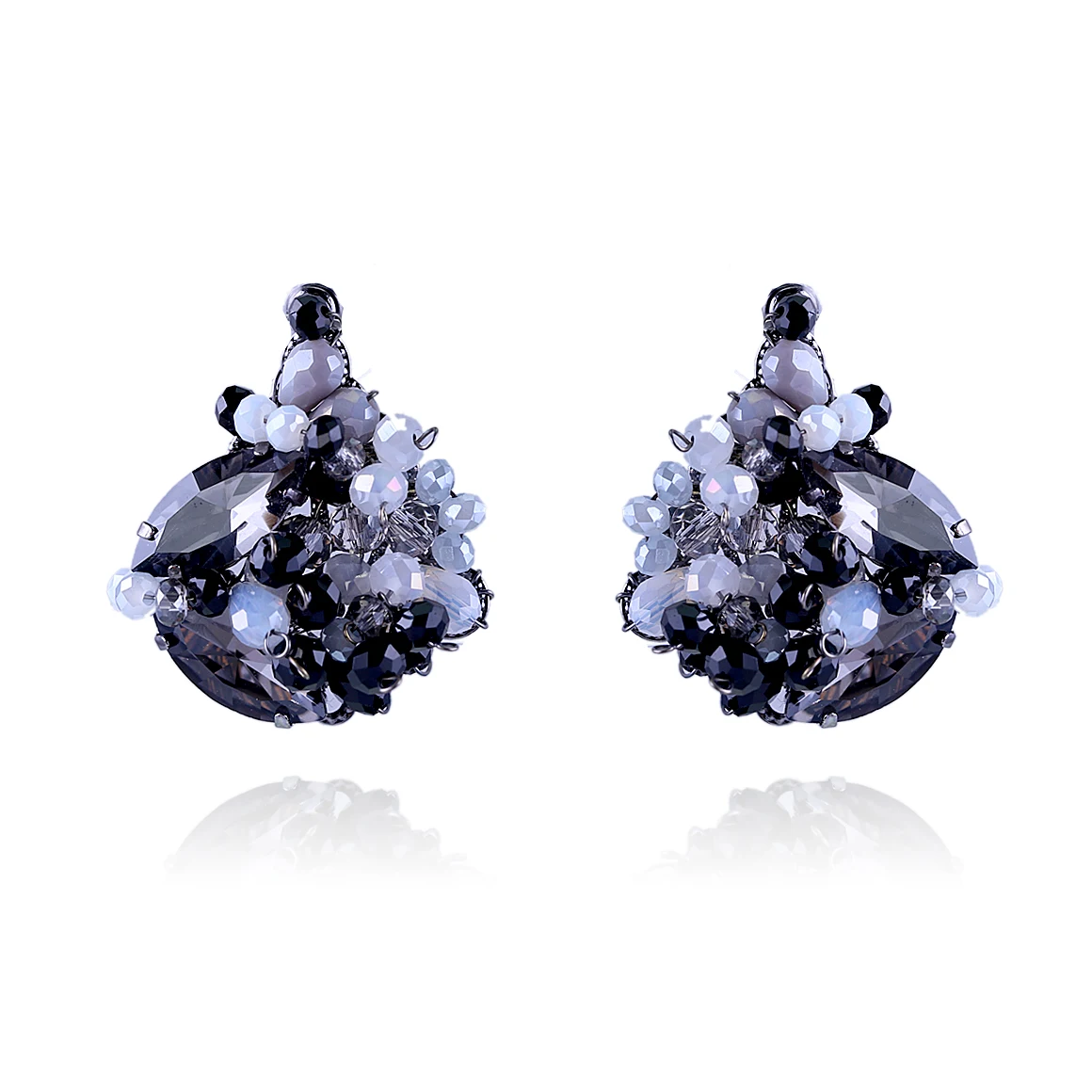 Женские серьги гвоздики с кристаллами 4 цвета|Серьги-гвоздики| |