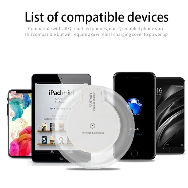 Беспроводное зарядное устройство Qi подходит для IPhone 13 12 11 Pro XS Max XR Samsung Xiaomi Huawei
