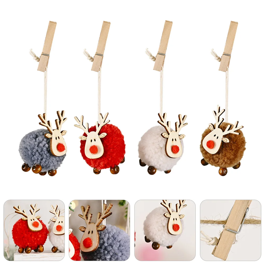 

4pcs Xmas Hanging Ornament Christmas Elk Pendant Xmas Tree Hanging Adornment