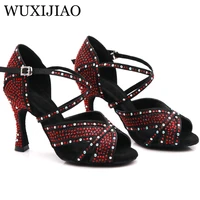 wuxijiao brand womens ballroom dance latin dance shoes salsa dance sandals 8 597 5cm high heels