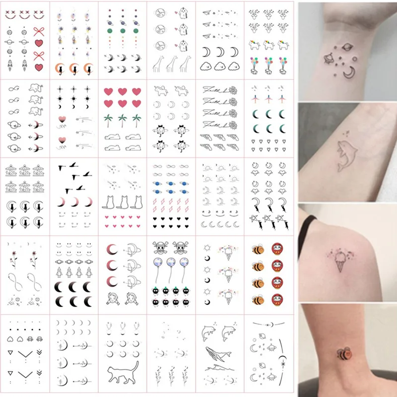 30 шт. Tatuajes Temporales Луна улыбка котенка забавная мордашка Штаны с фальш вставкой для