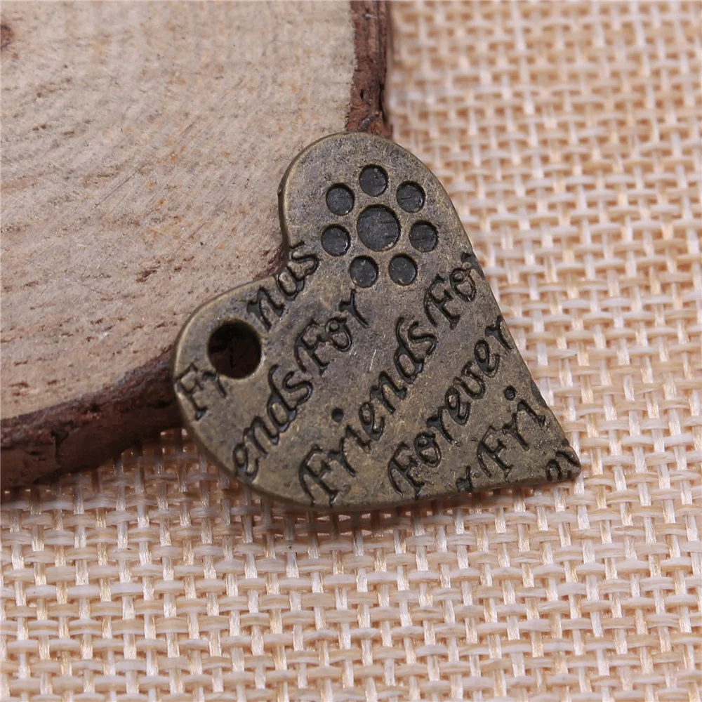 

free shipping 18pcs 27x24mm antique bronze friends forever charms diy retro jewelry fit Earring keychain hair card pendant