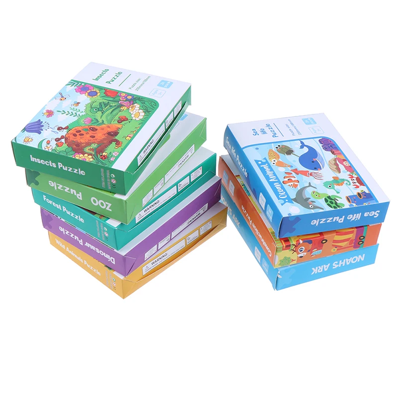

24 Pieces Paper Puzzle Kids Montessori Toy Cartoon Forest Animal Zoo Jigsaw Puzzle Child Early Educational Learning Baby Toys