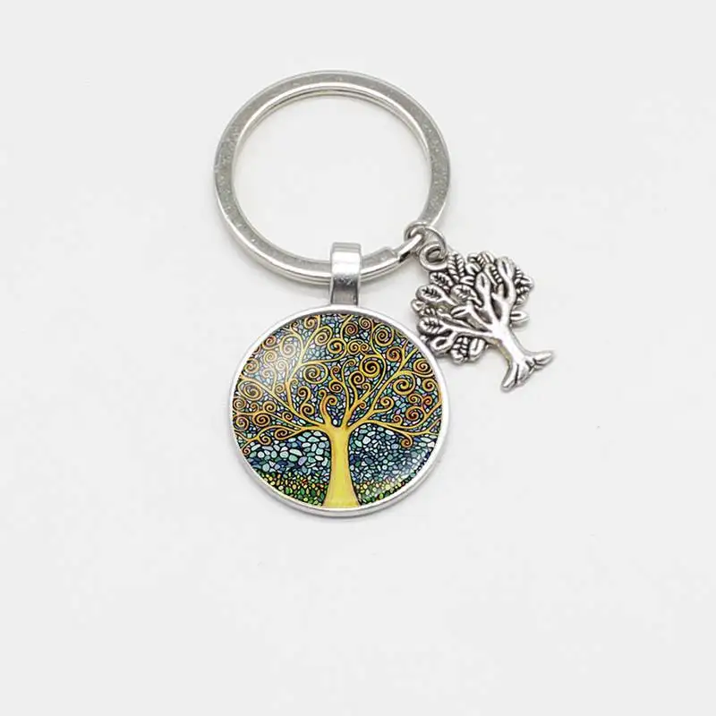 Гламурная Мода ретро Древо Жизни Стекло Подвеска DIY Шарм металлический брелок
