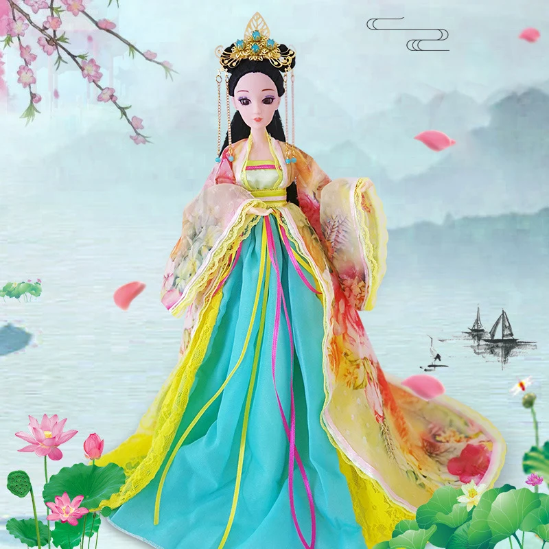1/6 Масштаб 30 см Древний Костюм Ханфу Платье Длинные Волосы Фея Принцесса Барби