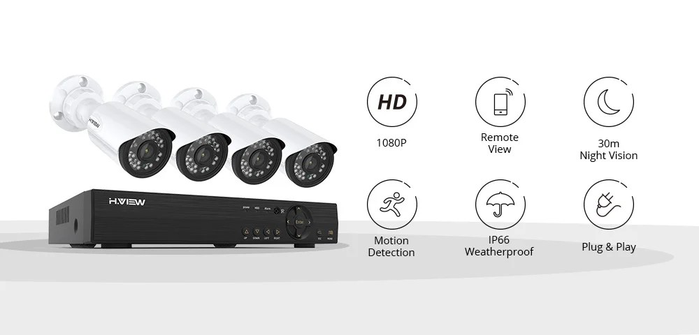 H. View 4CH CCTV система 720P 8CH CCTV DVR система видеонаблюдения 4 шт 720P 1.0MP уличная инфракрасная камера видеонаблюдения 1200 TVL CCTV Камера