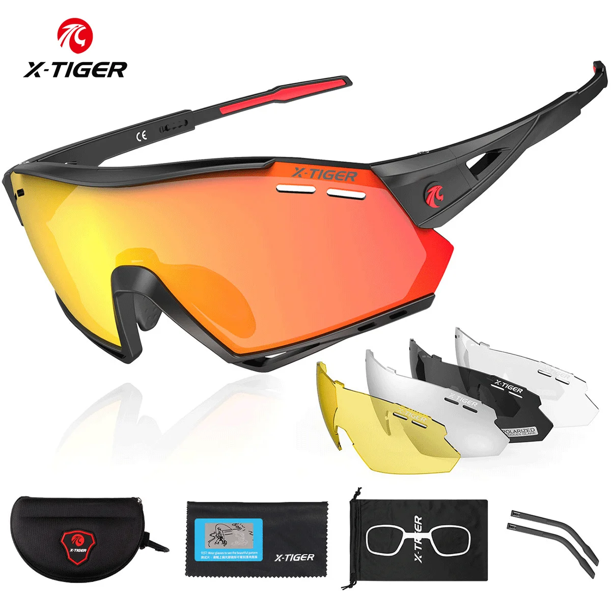 

X-tiger Polarized Cycling Glasses Outdoor Sports Road Bike Glasses 5 Lens Men Cycling Sunglasses Mtb Bicycle Protection Goggles
