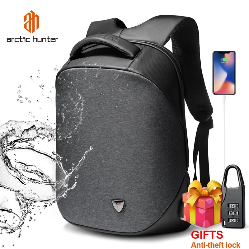 Рюкзак ARCTIC HUNTER мужской для ноутбука 15 6 дюйма с USB зарядкой и защитой от кражи| |