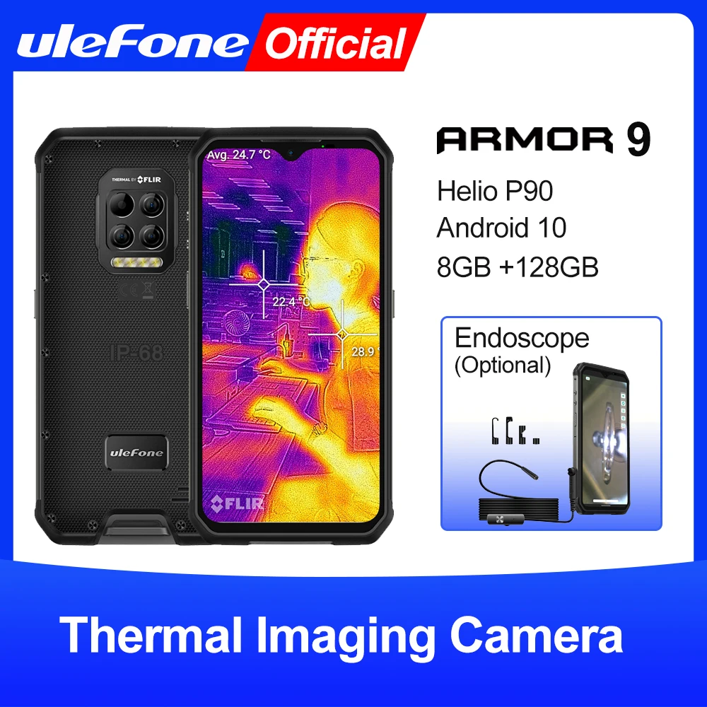 Ulefone Armor 9 прочный мобильный телефон с тепловизионной камерой FLIR® Андроид 10 128GB