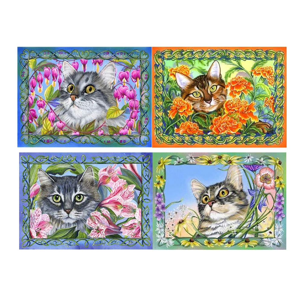 

Canvas Size 5D Round Square Cat Diamond Painting Cross Stitch Crafts Diamond Embroidery Mosaic Needlework Kits Home Decor