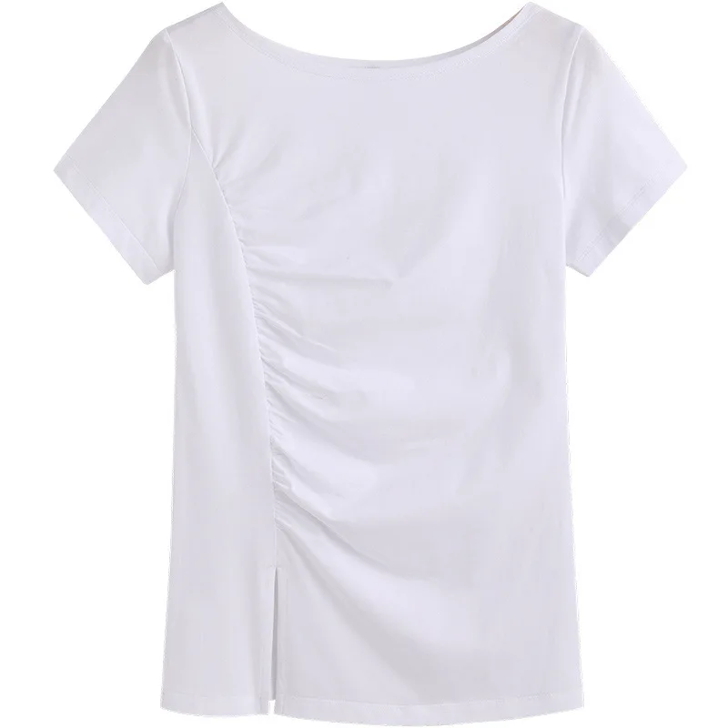 

2021 new women's short sleeve T-shirt round collar female fashion trend in Europe and the high quality fabrics