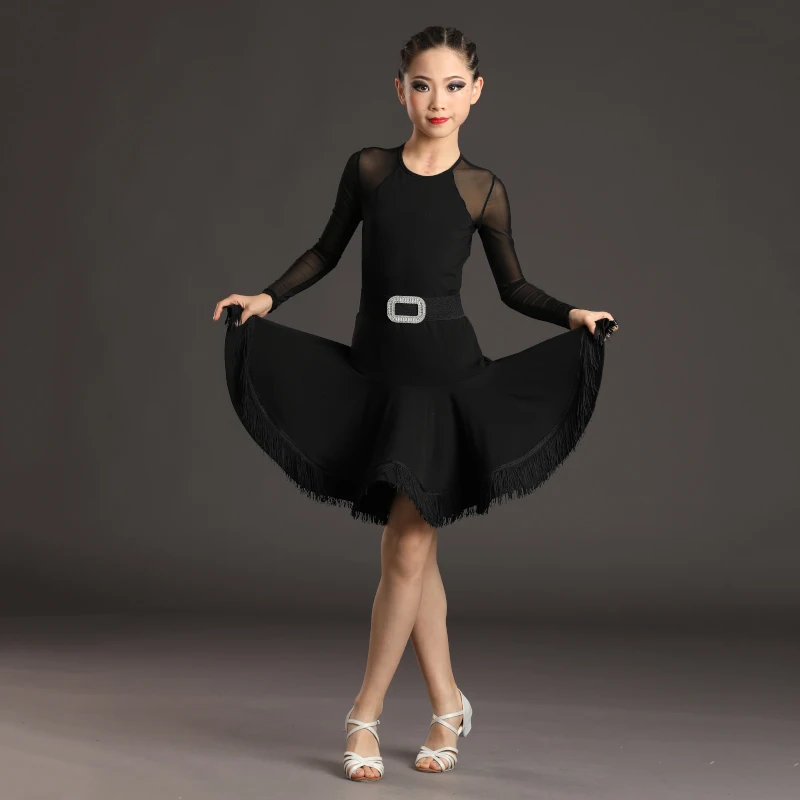 

2021 Girls Latin Dresses For Dancing Ballroom Dance Dress Rumba Samba Fashion Children Samba Cha Cha Tango Skirt Standard Salsa
