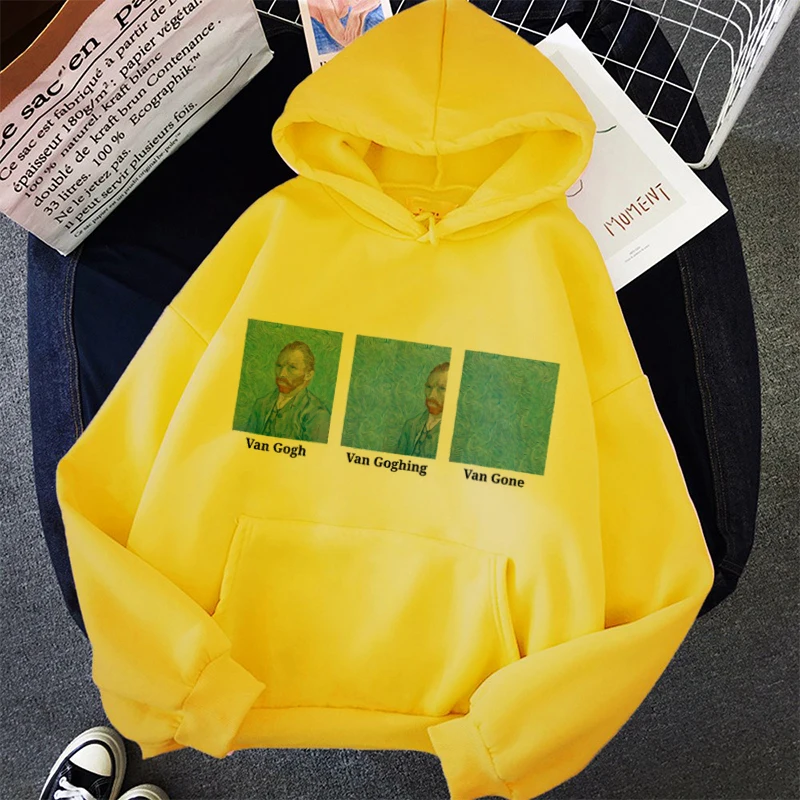 Harajuku Aesthetic Van Gogh Hooded Sweatshirts Women New Winter Fashion Art Graphic Vintage Pullovers Warm Pocket Jumper Hoodies