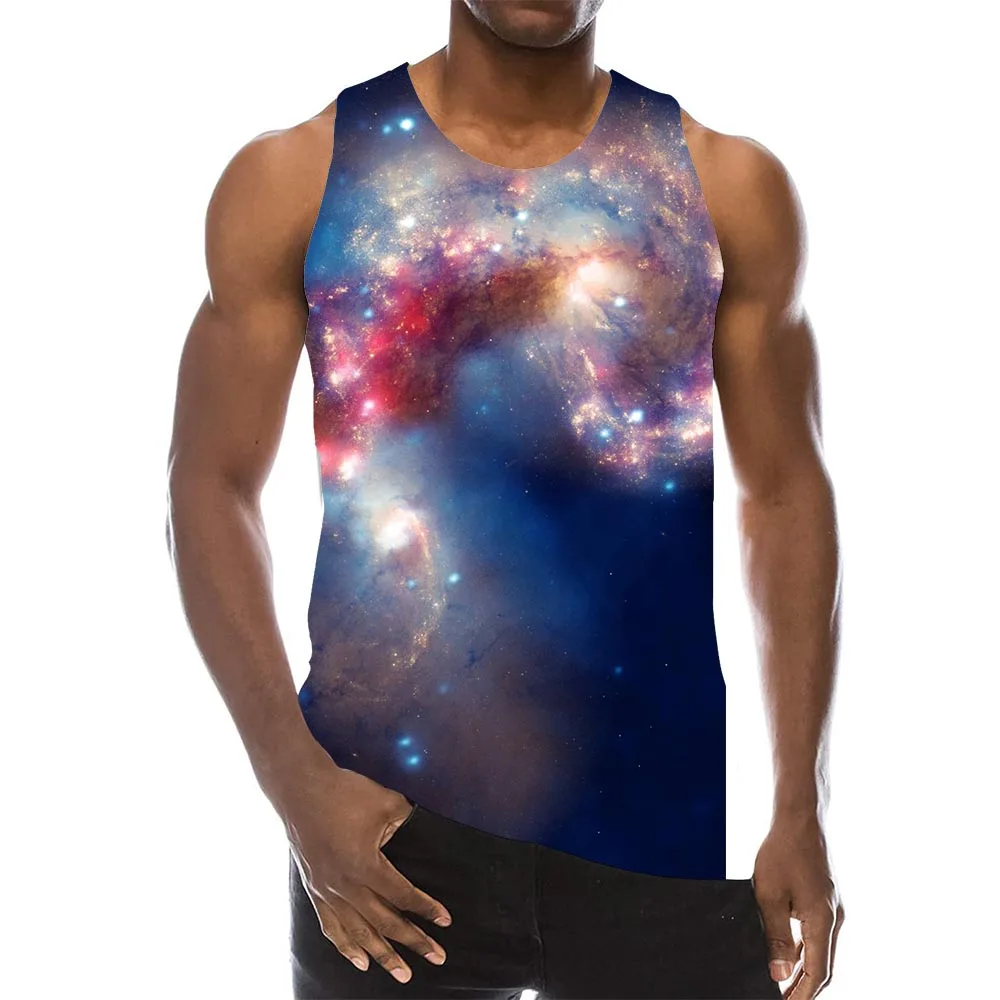 Мужская майка с рисунком 3D из набивной ткани пространство двух изделий: топа галактики футболки для