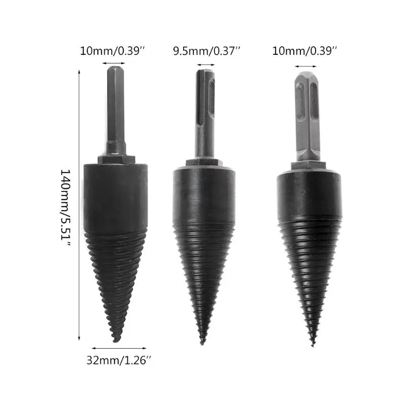 

Firewood Machine Drill Wood Cone Reamer Punch Driver Drill Bit Split Drilling Tools 130x32mm