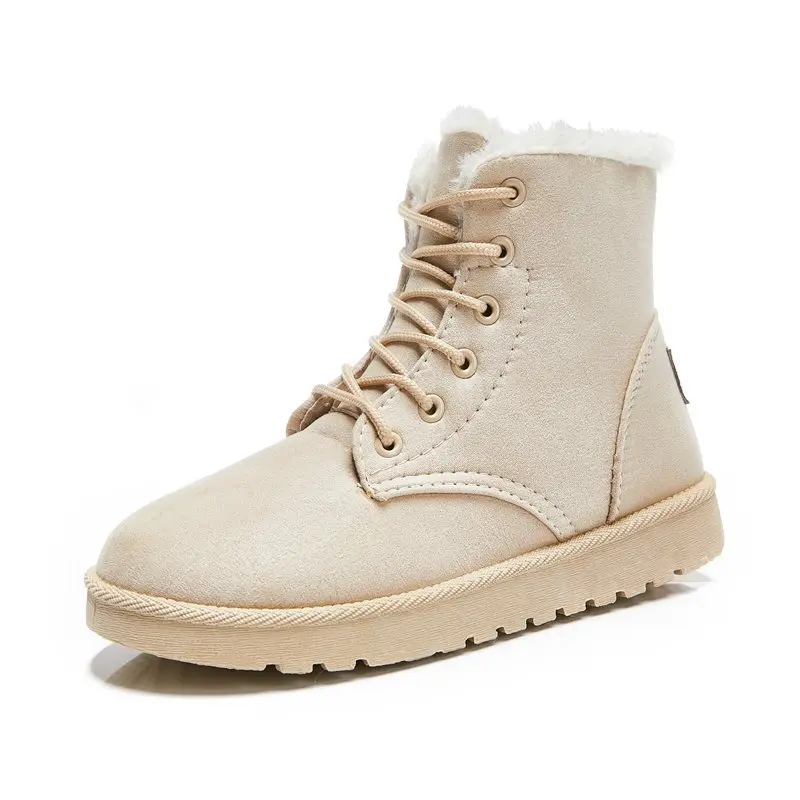 

Winter Women Snow Boots Faux Suede Plush Warm Fur Causal Boots Beige Shoes Sneakers Ankle Booties Platform Thick Sole Mujer