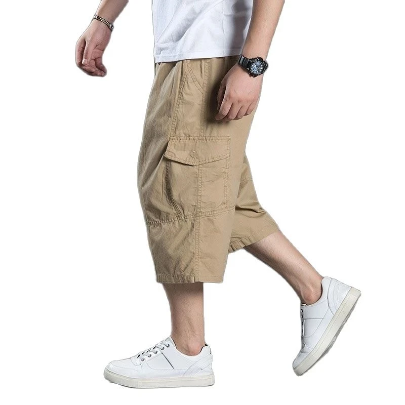 

high quality summer men cargo shorts safari style army green loose cotton pockets shorts plus size 7XL 8XL out door shorts