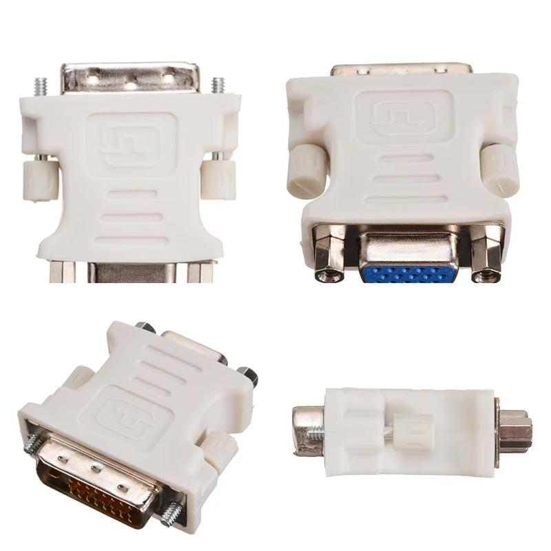 1 шт. Профессиональный 24+ 1 Pin DVI-D до 15 Pin адаптеры VGA Белый адаптер «Папа-мама» видео конвертер для портативных ПК 4,1X4 см