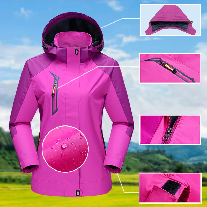 

2021 Spring Autumn New Women's Hooded Jacket Long Sleeve Waterproof Windproof Casual Patchwork Zipper Female Coat M-4XL