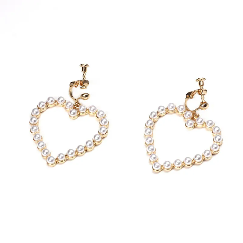 Серьги-кольца женские с жемчугом в форме сердца | Украшения и аксессуары