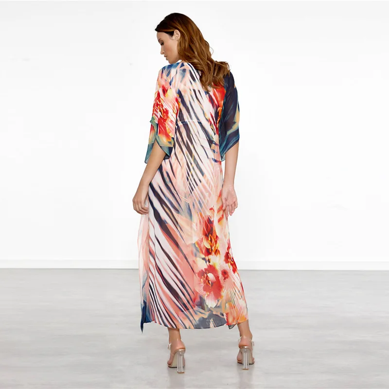 Шифоновое бикини купальники туника купальный костюм накидка пляжный Халат |