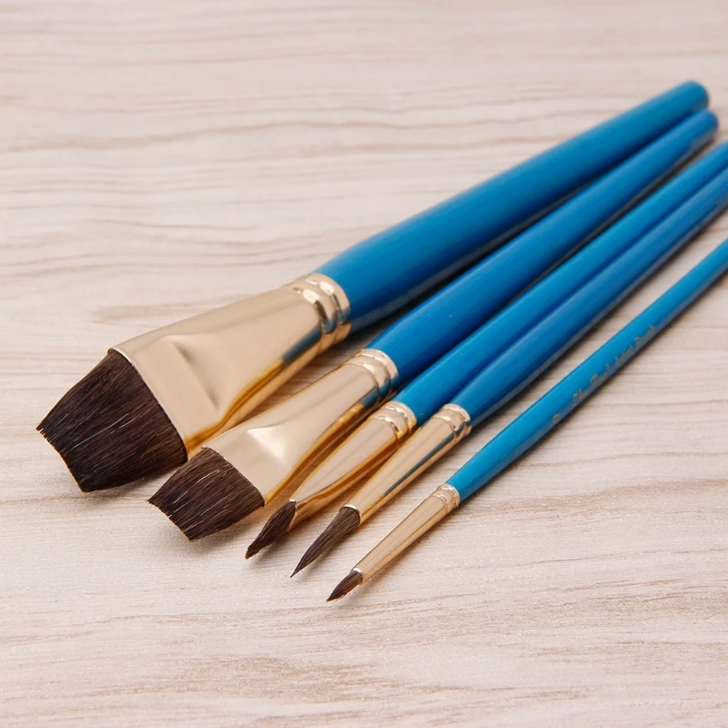 

2021 New 5Pcs Artist Paint Brush Set Camel Hair Watercolor Acrylic Oil Painting Drawing