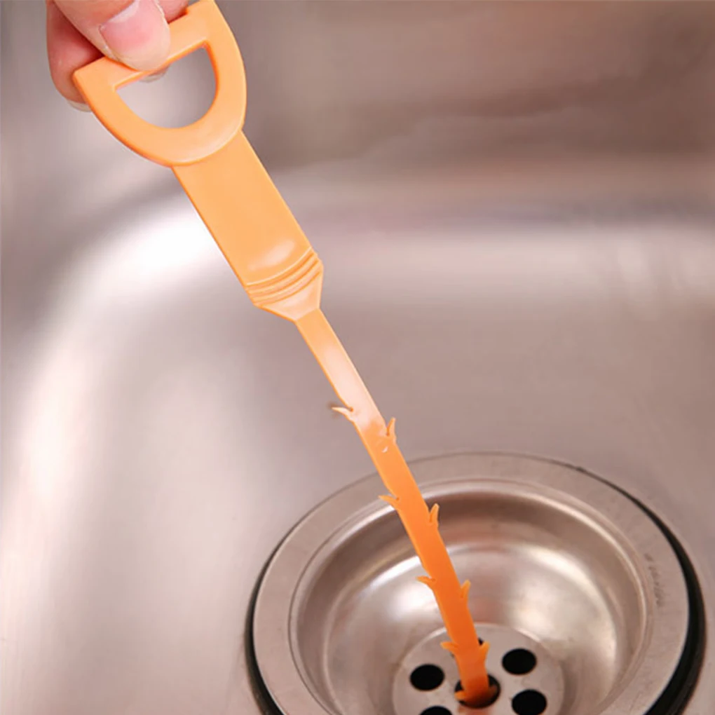 

Sink Cleaning Hook Kitchen Plastic Sewer Dredging Pipe Hair Sink Cleaning Tool Color Random