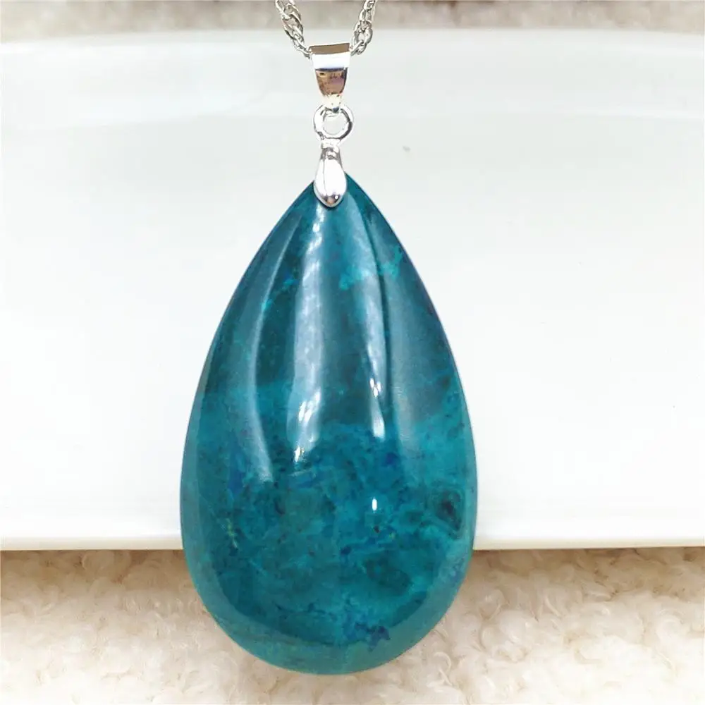 

Natural Blue Malachite Azulite Green Chrysocolla Pendant 43x26x9mm Women Men Rectangle Jewelry Gemstone AAAAA