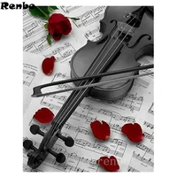 5d diamond painting violin music red rose gift rhinestone diamond embroidery mosaic full drill square round drill new arrival