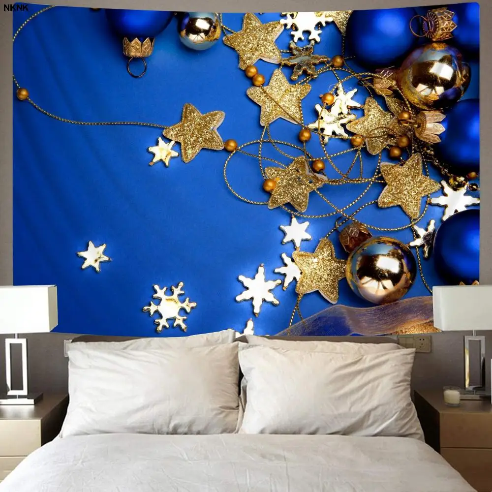 

NKNK Christmas Tapiz Star Wall Tapestry Blue Home Tapestrys New Year Rug Wall Wall Hanging Mandala Witchcraft New