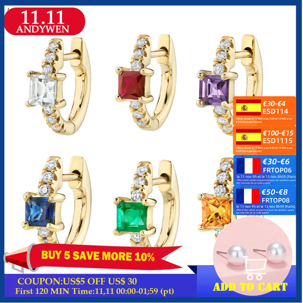 

Женские разноцветные ювелирные изделия ANDYWEN, из стерлингового серебра 925 пробы, с радужной вставкой 8 мм, яркие ювелирные украшения для подар...