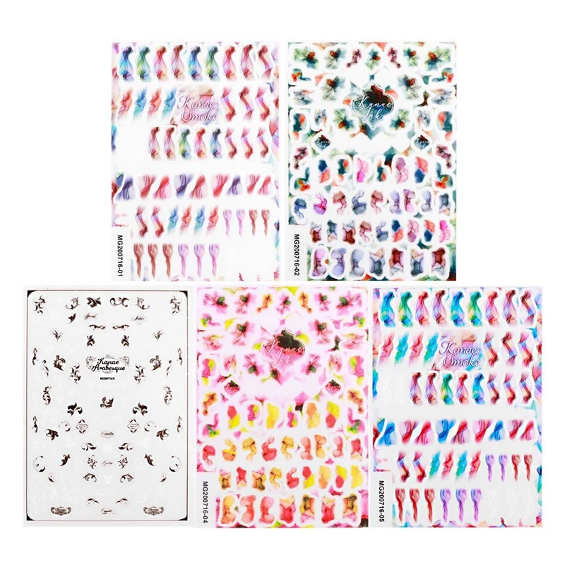 

5 Sheets Blooming Flower Nails Sticker 3D Flower Water Transfer Nail Decals for Nail Art DIY Transfer Sticker