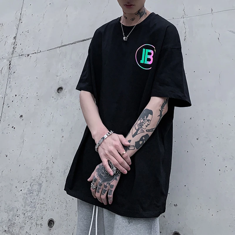 

2021 New Men Casual O-neck Tee Shirts Fashion Couple High Streetwear Summer Beach Tshirt male High Quality Large Size