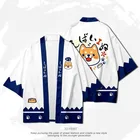 Кимоно женское в японском стиле, милое кимоно с 3D принтом Сиба-ину, хаори юката, модные повседневные шорты с коротким рукавом для мужчин и женщин, топы для собак