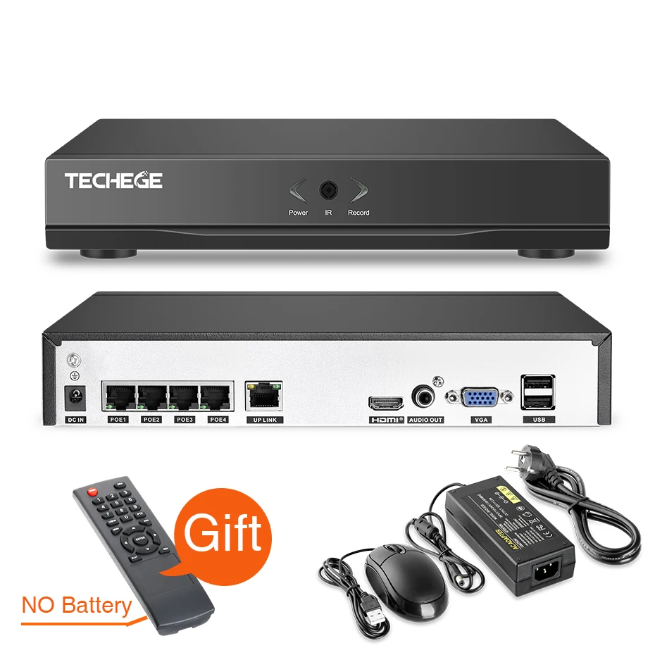 Techege 4CH CCTV система 1080P PoE NVR металлическая наружная 2.0MP IP камера Onvif Cloud 1080 комплект