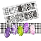 Трафарет для ногтей Beautybigbang 2021, с геометрическим рисунком, в клетку, в полоску, с линиями, для творчества, шаблонные штампы пластин