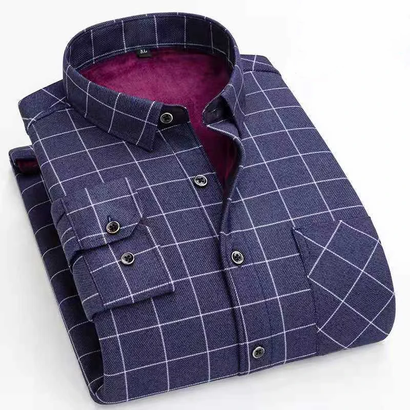 Мужская классическая двухсторонняя Флисовая теплая рубашка зимняя новая модная