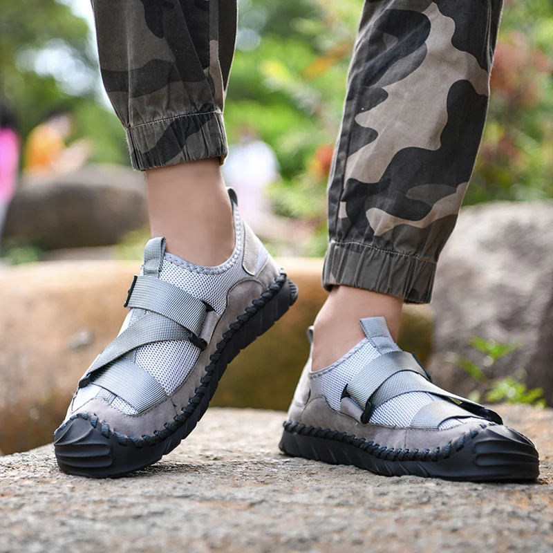 Мужские сандалии Новинка лета 2020 кожаные с мягкой подошвой ручной работы