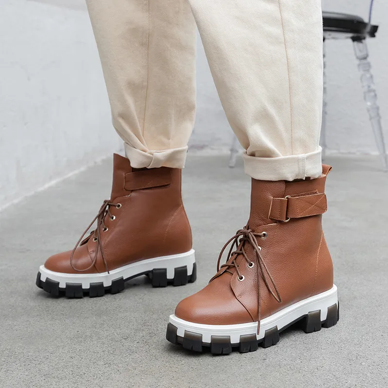 

ASUMER 2020 new arrival ankle boots women genuine leather natural sheep wool snow boots lace fashion casual shoes woman