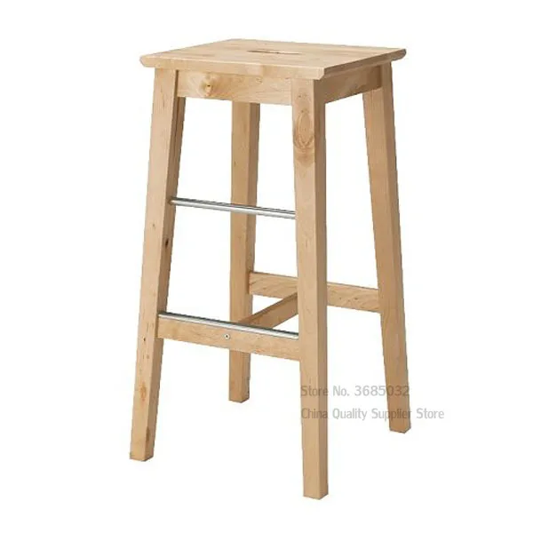 Natural Wooden Stool Bar Chairs Dining Chair Simple Modern Family Front Desk High Counter |