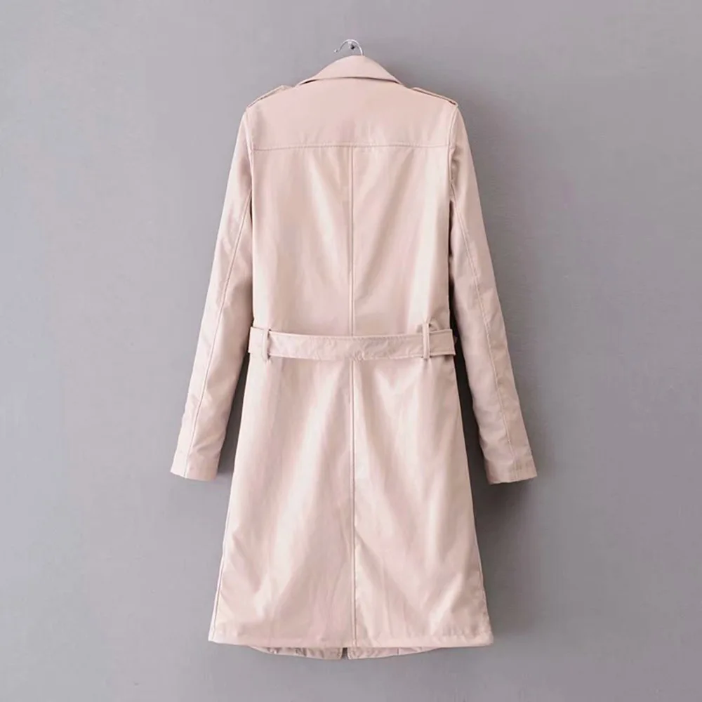 Осень зима женская новая молния тонкий пояс кожаная куртка пальто готическая