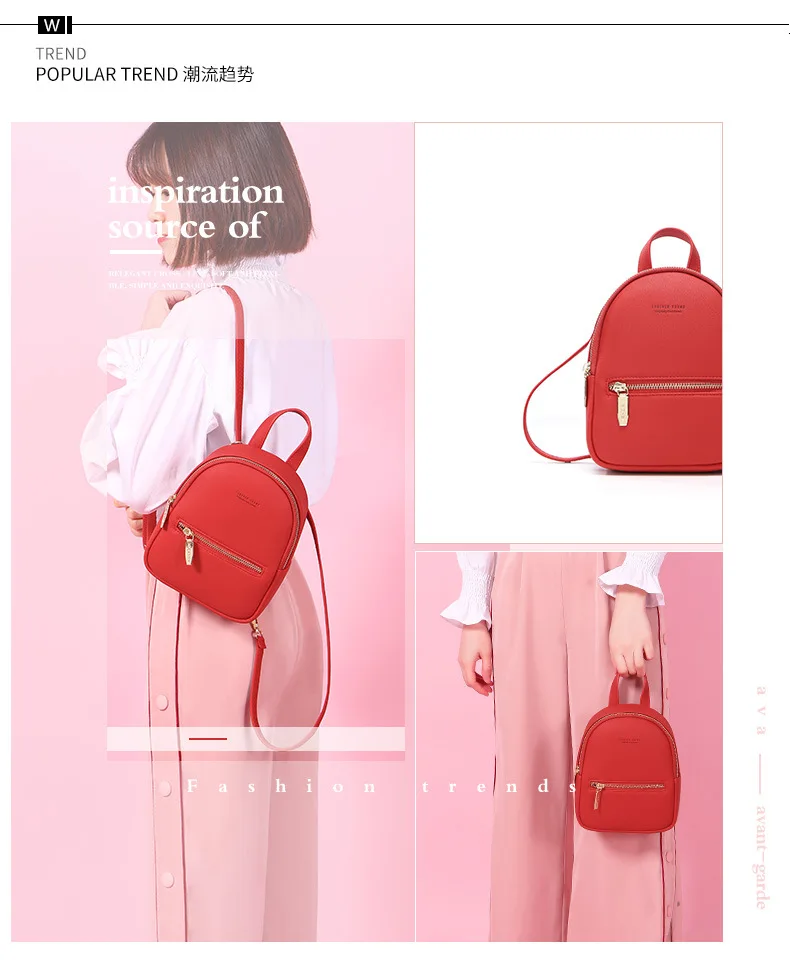 Women Backpack PU Leather Mini Soft Touch Multi-Function Small Backpack Female Ladies Shoulder Bag Purse mochilas mujer