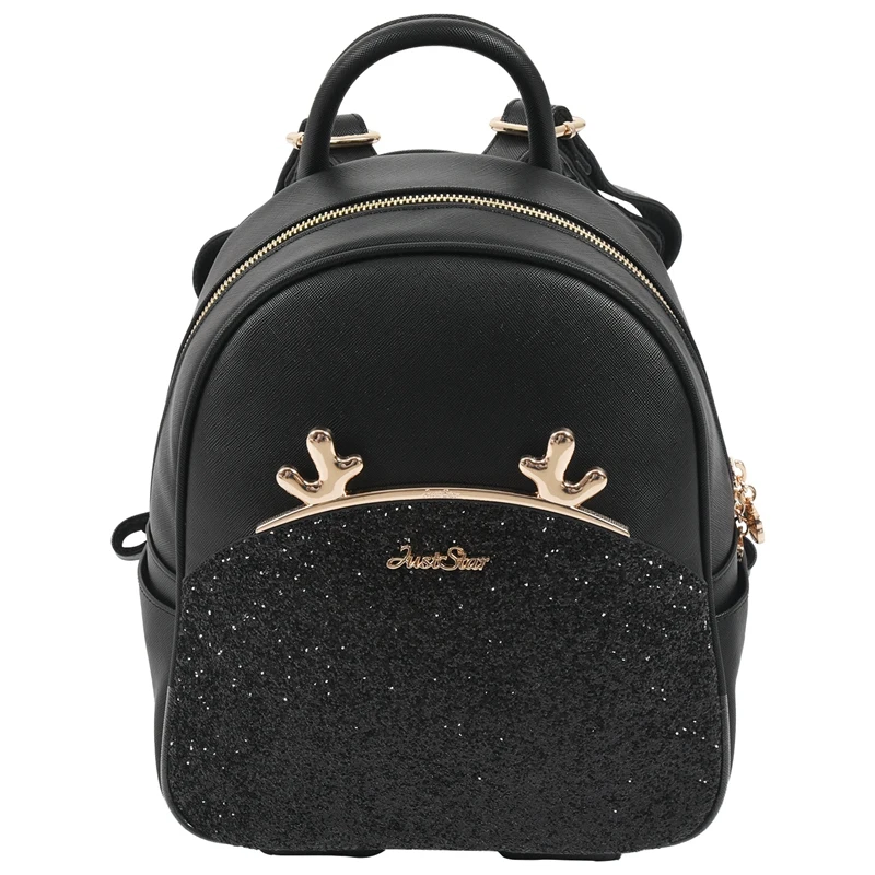 

NEW-JUST STAR Brand Women's Leather Backpack Female Fashion Cartoon Deer Horn Tassel Double Shoulder Bags Ladies Travel Backpack