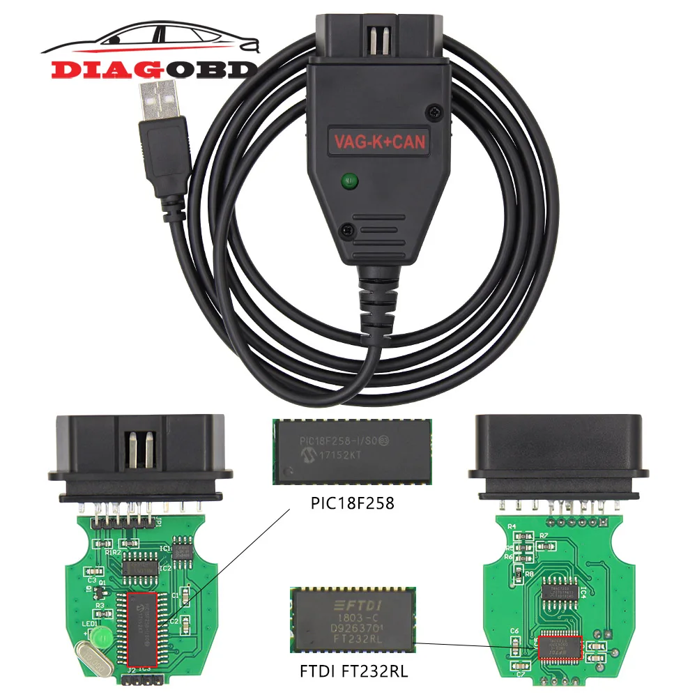 VAG K + CAN Can Commander 1 4 PIC18F258 FTDI OBD OBD2 автомобильный диагностический инструмент кабель