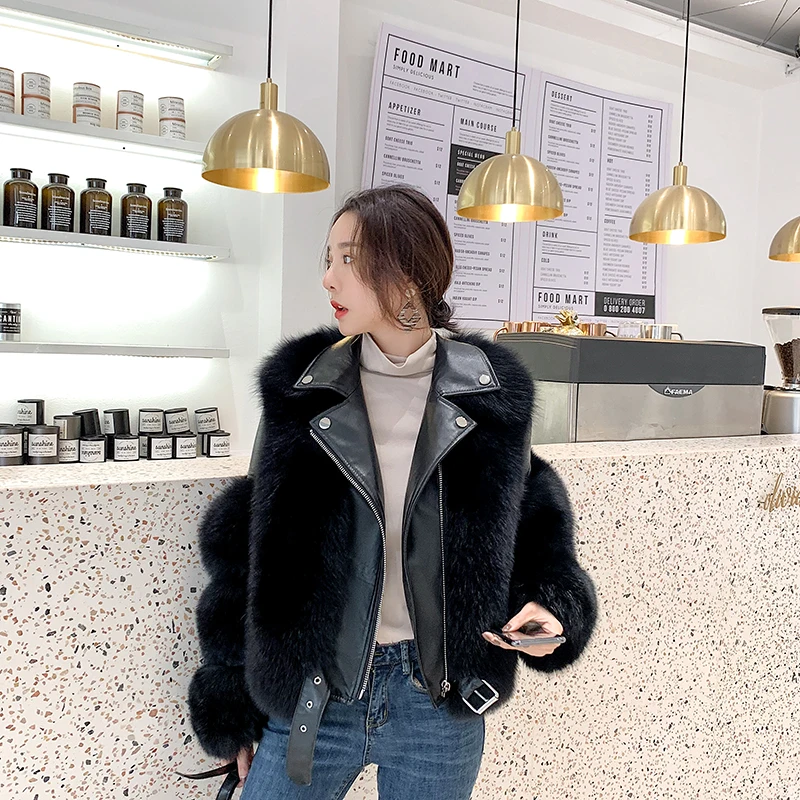 

Женское пальто из натурального меха лисы, теплое пальто из натуральной кожи для улицы, новинка зимнего сезона 2020