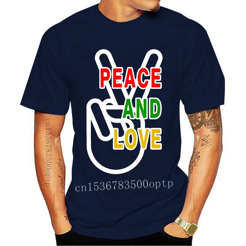 Новая мужская футболка с надписью Peace and love hand sign Rastaman Rasta art черная