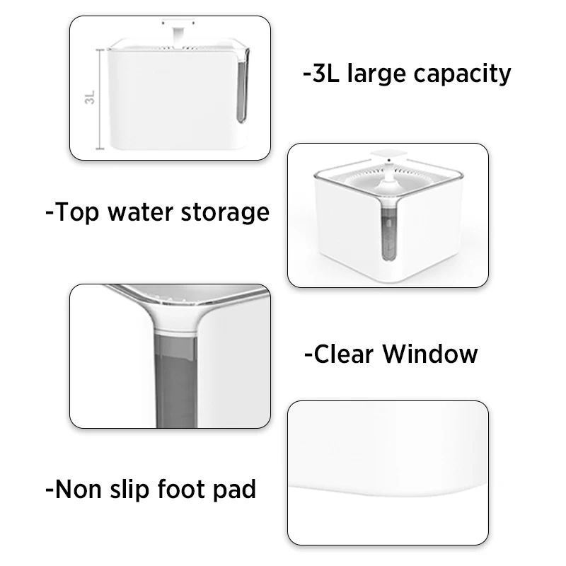 

3L Automatic Circulating Filtration Cat Fountain Pet Drinking Water Dispenser Electric Cat Feeder Drink Filter USB Powered